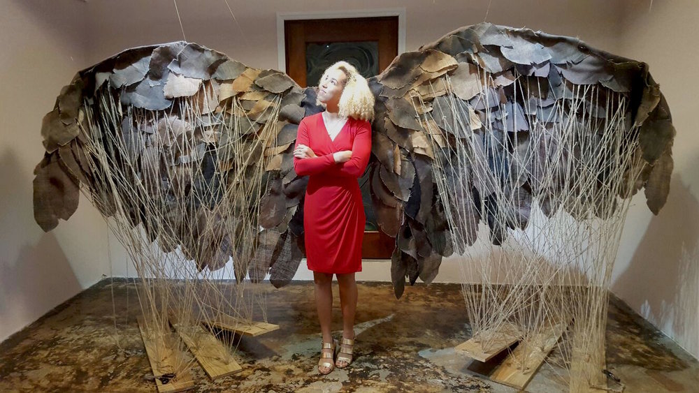 Cynthia Rahming pictured in front of her installation, ‘The Gaulin Wife’ (2016)